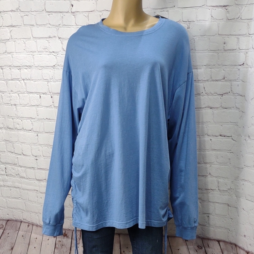 PINK Victoria's Secret Blue Oversized Long Sleeve Sweatshirt